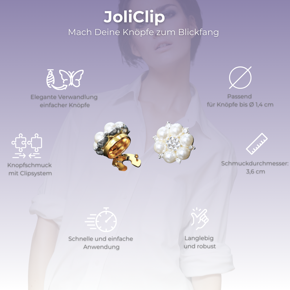 JoliClip Kollektion "Perla" - Knopfschmuck zum Anstecken